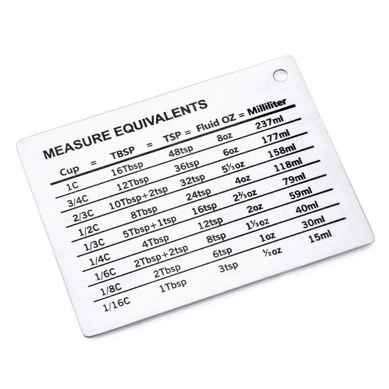SOONHUA Measurement Conversion Refrigerator Magnet, kitchen Measurement Conversion Chart Stainless Steel Refrigerator Magnet for Cups Tablespoons Teaspoons Fluid Oz Milliliters - Image 2